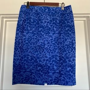 LOFT Blue Floral Pencil Skirt